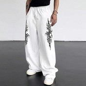 Resim Erkek Göçük Dövmeli Koyu Rüzgar Casual Joggers - Gevşek Fit Düz Bacaklı Pantolon, Geometrik Desen, Tüm Mevsim Konforu, Siyah, Jogging Pantolon, Rahat Giyim, Cesur Grafik Tasarımı, Dayanıklı Kumaş 