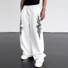 Resim Erkek Göçük Dövmeli Koyu Rüzgar Casual Joggers - Gevşek Fit Düz Bacaklı Pantolon, Geometrik Desen, Tüm Mevsim Konforu, Siyah, Jogging Pantolon, Rahat Giyim, Cesur Grafik Tasarımı, Dayanıklı Kumaş 