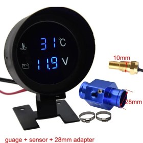 Resim Xiyu Shop 28 mm Adaptör Stili ile H Araba Dijital LED Su Sıcaklık Ölçer Santigrat Su Sıcaklığı Ortak Boru Sensörü ile 10 mm Adaptör Npt Voltmetre 2 In 1 (Yurt Dışından) 