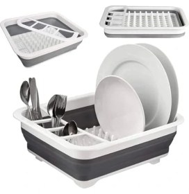 Resim Aesco Katlanabilir Bulaşık Kurutmalık ve Tabaklık, Akordiyon Tasarım 