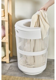 Resim İronika Solara Dekoratif Kirli Çamaşır Sepeti Oyuncak Sepeti 60 Litre - Beyaz Beyaz 