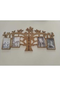 Resim Çerçeve Kaliteli Ve Şık Ağaç Temalı 4 Fotoğraflık Kişiye Özel İsim Ve Renk 