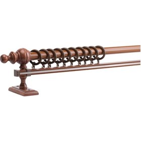 Resim Ceviz Tek Raylı Ahşap Rustik Perde Askısı Rustik Borusu 100 Cm 