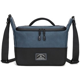 Resim Sones Pu Deri Omuz Crossbody Fotoğraf Çantası Slr Kamera Çantası Lens Saklama Çantası Mavi 