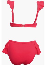 Resim Endeep Kız Çocuk Kırmızı Aksesuar Detaylı Volanlı Bikini Takımı-kırmızı Kırmızı 