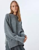 Resim Oversize Triko Kazak Yumuşak Dokulu Uzun Kollu Bisiklet Yaka 