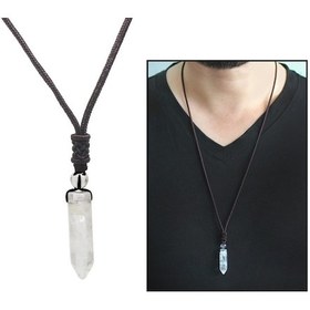 Resim Dazerling Obelisk Tasarım Ip Zincirli Kristal Kuvars Doğaltaş Erkek Kolye Çok Renkli 