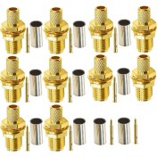 Resim Sones Rg58 / Lmr195 / Rg142 / Rg400 İçin 10 Adet Rp Sma Dişi Fiş Konnektörü Sıkma 