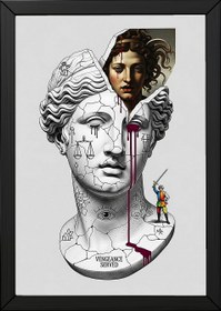 Resim Vengeance Served Medusa V2 - Surreal Greek Mythology Wall Art Print - With Hanger - White / 8,3 x 11,7" (21x30) 