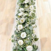 Resim 2 adet 70 İnç Şık Eukaliptüs ve Gül Çelenk - Beyaz Gül, Yeşil Yaprak ve Hidrangea Detayları ile Yapay Çiçek Süslemesi, Düğünler, Partiler, İç ve Dış Mekan Duvar Süslemeleri için Mükemmel - Güç Gerektirmez, Tüy Olmayan, Şükran Günü, Sevgililer Günü ve Şükran Günü Süslemeleri için Çok Yönlü | Şık Çiçek Düzeni | Doğal Görünüş Çiçekler, Düğün Süslemeleri 