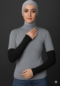 Resim Sonbaharmoda Kadın Tesettür Kolluk Amaçlı Penye Namaz Kolluğu Siyah Düz 1 Çift 