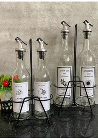 Resim 2li Standlı 750 Ml Yağlık 2li 375 Ml Sirkelik Limonluk Mutfak Yağ 
