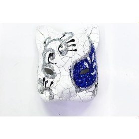 Resim Mavi Renk İşlemeli Seramik Malzemeden İmal Venedik Kedi Model Magnet 