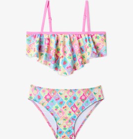 Resim Penti Renkli Kız Çocuk Cute Bandeau Bikini Takımı 