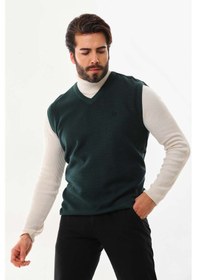 Resim Pelikan Erkek V Yaka Desenli Süveter 7612 Yeşil 