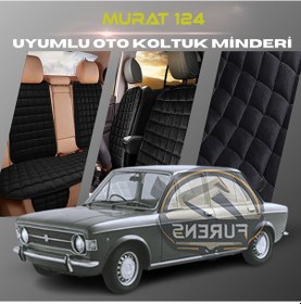 Resim Murat 124 Siyah Renk Tay Tüyü Cepli & Terletmez Sırtlı Oto Koltuk Minder Seti - Koltuk Koruma Kılıfı Ön & Arka Tam Set 