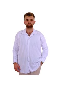 Resim Mode Xl Büyük Beden Erkek Gömlek Apas Yaka Uzun Kol Jakar U24381 Beyaz Beyaz 