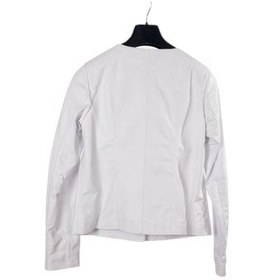 Resim Toskana Design Beyaz Düğmeli Kısa Kadın Deri Ceket Style 200-4107 - Beyaz / S 