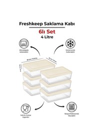 Resim Freshkeep 6 Lı 4l Bej Saklama Kabı - Gıda Koruma, Mikrodalga Ve Dondurucu Uyumlu Şampanya 