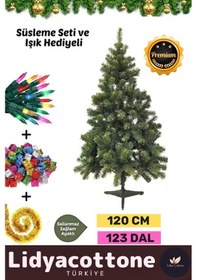 Resim Noel Paketi Kutu Süsleme Seti Yılbaşı Çam Ağacı Renkli Işığı Yeni Yıl Kutlama Parti 120 Cm 123 Dal Standart 