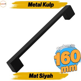 Resim Badem10 Dar Köprü (160 mm - 16 cm) Mat Siyah Metal Mobilya Mutfak Çekmece Dolap Dolabı Kulbu Kulpları 