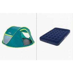 Resim Bestway Premium Kamp Seti: 4 Kişilik Çadır + Kendinden Pompalı & Yastıklı Queen Şişme Yatak Renkli 