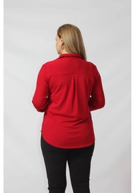 Resim Moda Berray Kolu Apolet Detaylı Yumuşak Dokulu Yün Gömlek Kırmızı 