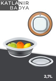 Resim BLUE HOME'S Katlanır Badya Leğen Akordiyon Katlanabilir Badya 2,7 Lt Ak-698 