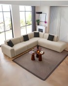 Resim Velura Home & Living Mila Köşe Takımı & Modern Kadife Sağ Köşe Koltuk Takımı - Krem-1003 