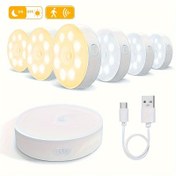 Resim Ultra İnce Akıllı LED Hareket Sensörlü Işık, 1/3/4'lü Paket Dolap Altı Gece Lambası, USB Şarj Edilebilir, Uzun Basınçla Ayarlanabilir Parlaklık, Otomatik Açma/Kapama, Manyetik Montaj, Yatak Odası, Merdiven, Gardırop ve Ofis İçin Uygun 
