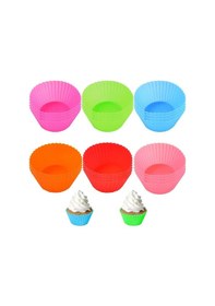Resim 6 Adet Yıkanabilir Mini Tırtıklı Muffin Kalıbı- Ribanalı Kek-cupc Çok Renkli 