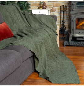 Resim Jakarlı Şönil Koltuk Örtüsü Kanepe Örtüsü Koltuk Şalı 175x215 Kaymaz Sage Yeşil Yeşil 