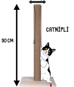 Resim PUGALO 90cm Catnipli Kalın Borulu Dev Tırmalama Tahtası Krem Minder Yüzey 