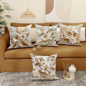 Resim 4 Adet Vintage Çiçekli Geometrik Desenli Polyester Yastık Kılıfı, Sadece Elde Yıkama, Fermuarlı Kapatma, Oturma Odası, Yatak Odası, Kanepe, Yatak İçin Dekoratif Minder Kılıfları - %100 Polyester, Dokuma, Dolgu Yok 