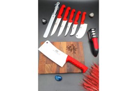 Resim Swencraft 8 Parça Set Mutfak Et Kasap Kurban Yüzme Bıçağı Sürmene Soğan Börek Satır Seti Masat Bileme Aparatı 