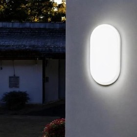 Resim 20W Oval Beyaz LED Armatür - IP65 Su Geçirmez Tavan/duvar Lambası, 6500K Beyaz Işık, 2000 Lümen, 27X16.7 Cm, Iç ve Dış Mekan Kullanıma Uygun, Banyo Balkon Bahçe Aydınlatması 