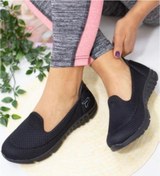 Resim Afilli Kadın Siyah Günlük Spor Ayakkabı Anne Bağcıksız Yürüyüş Siyah 