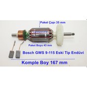 Resim Bosch Uyumlu Tipi GWS 9-115 Endüvi Rotor Kollektör ve Kömürü 
