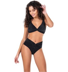 Resim Endeep Kadın Yüksek Bel Siyah Simli Bikini Takımı 