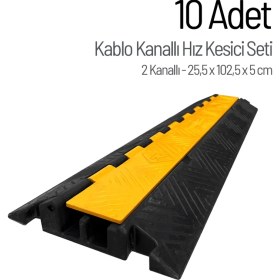 Resim İleri Trafik 10'lu Kablo Kanallı Hız Kesici Seti 2 Kanallı, Yol Kasisi 25,5 x 102,5 x 5 cm 