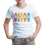 Resim Lord T-Shirt Aloha When Surfing Beyaz Çocuk Tshirt 