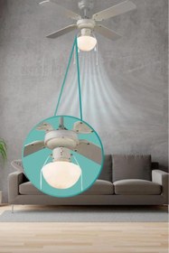 Resim Trend Maison Aydınlatmalı 60 W Ahşap Eko Tavan Vantilatörü Beyaz 4 Kanat 92 cm 