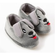 Resim Albishoes Pamuk Astarlı Köpek Figürlü Erkek Çocuk Panduf Ev Patiği - Gri 