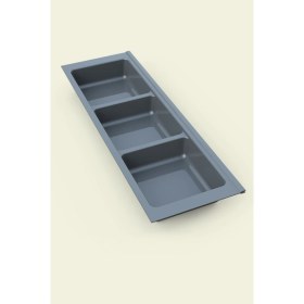 Resim Mutfak Çekmece Içi Kaşıklık, Antrasit Üç Bölmeli Modül 16CM x 48CM 
