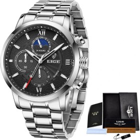 Resim Hanyang Gümüş Siyah S Erkek Izle Lıge Paslanmaz Çelik Siyah Askeri Saatler Üst Marka Lüks Chronograph Erkek Saat Için Su Geçirmez Kuvars Kol Saati (Yurt Dışından) 