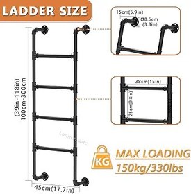 Resim Ferforje Ranza Yatak Merdiveni Çatı Katı Bodrum Yurt Karavan Duvara Monte Çatı Basamakları Çıkışlı Pencereli Merdivenler 49 inç (125 cm) 