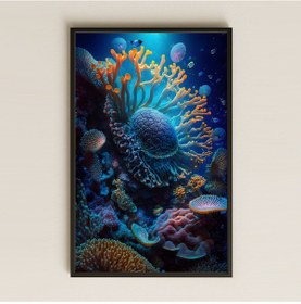 Resim Renkli Mercan Resifi Ve Tropik Balıklar Temalı Pleksi Tablo 