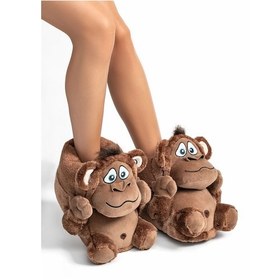 Resim Twigy Monkey Unisex Hayvanlı Panduf Kahverengi 36/43 AA0600 