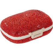 Resim 8 Bölmeli Bling Hap Kutusu Çift Taraflı Lüks Yapay Elmas Hap Kutusu Nem Geçirmez Büyük Kapasiteli Taşınabilir Hap Düzenleyici Kırmızı, 