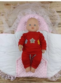 Resim Yenidoğan Topçikli Gül Bahçesi Tül Örtülü Kız Erkek Bebek Klasik Kundak Bebek Battaniyesi Pembe Çok Renkli 